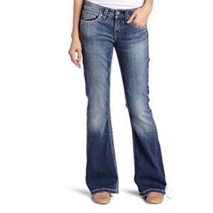 Silver Lola Embroidered Flare Jean